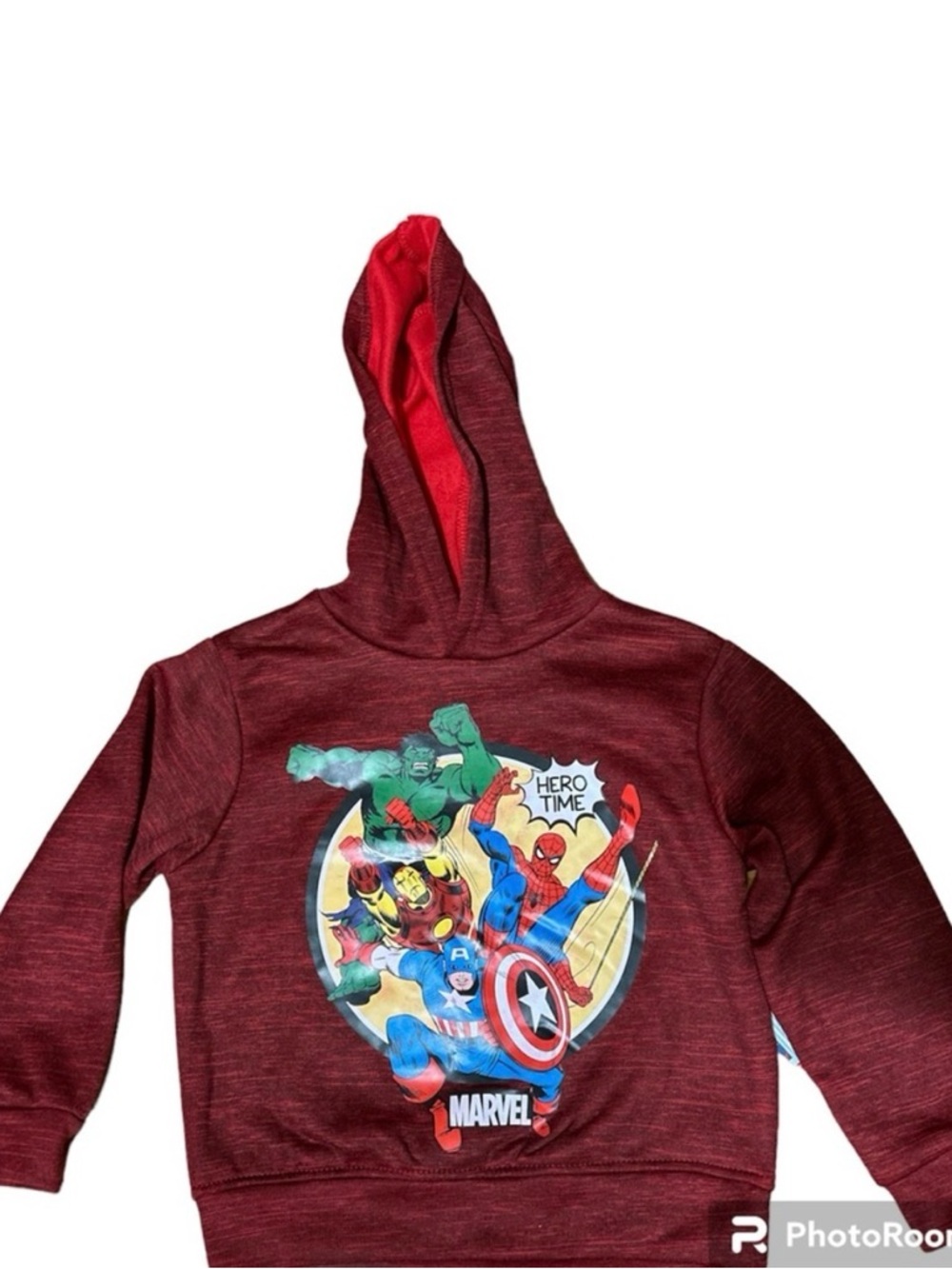 Marvel Avengers Boys Fleece Hoodie Sweatshirt Burgundy Red Heather Spider-Man 3T